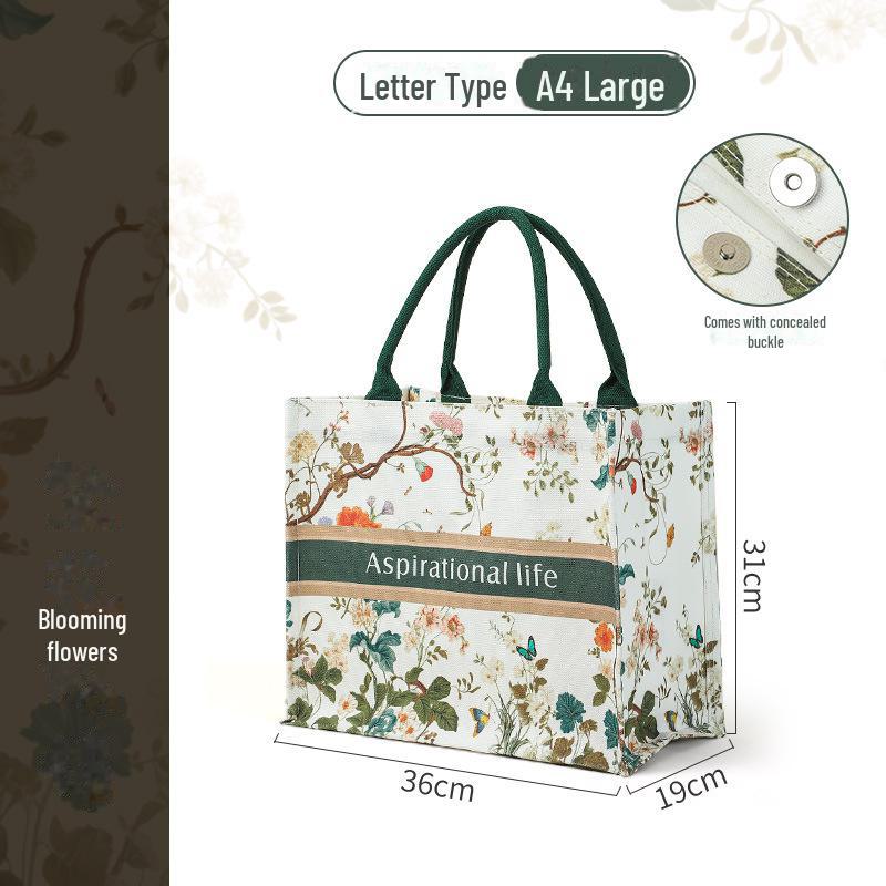Large 3D Floral Canvas Tote with Custom Ribbon - Ideal for Corporate Promotions