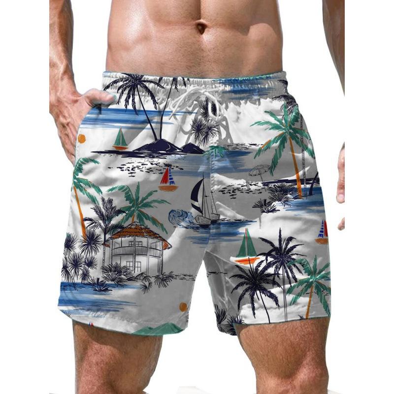 Летние шорты с 3D-принтом пляжного пейзажа, модные повседневные пляжные мужские шорты