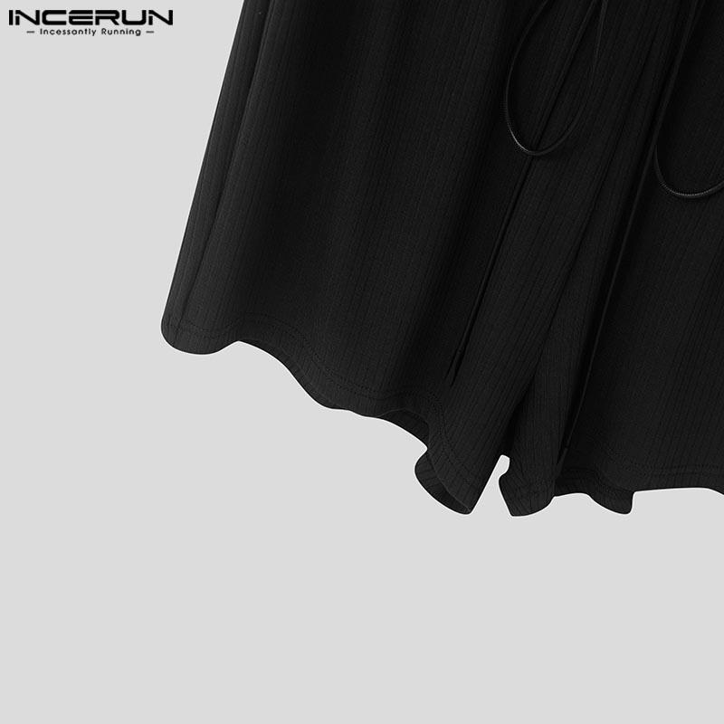 INCERUN Men Sleeveless Fitted Jumpsuits Short Romper Bodysuits