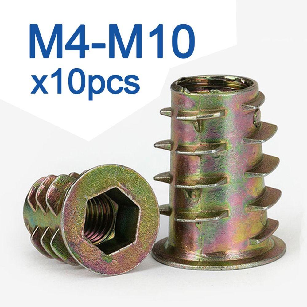 10pcs/lot Zinc Alloy Hexagonal Trapezoid Nuts M4 M5 M6 M8 M10 Wood Insert Inner Thread  Durable