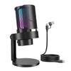 FIFINE AmpliGame A8 Игровой USB-микрофон для ПК и Конденсаторный настольный микрофон с RGB-подсветкой, сенсорной головкой, поп-фильтром и черным цветом