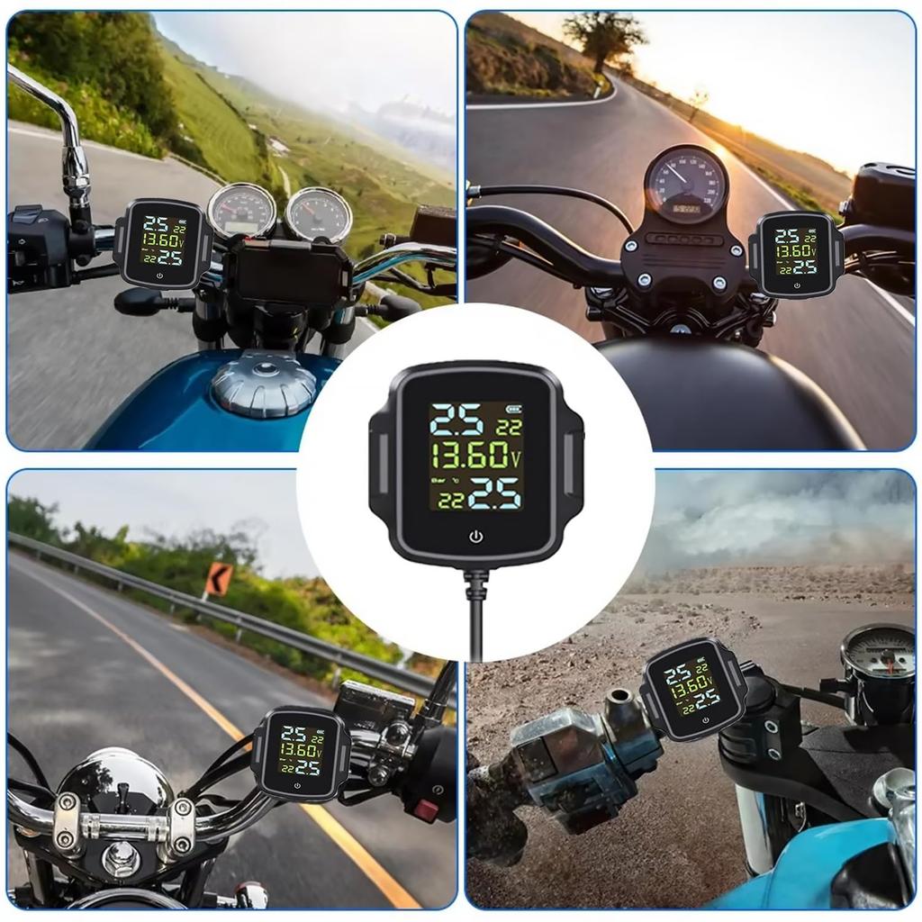 Датчик давления в шинах мотоцикла TPMS, Монитор давления в шинах в реальном времени, Портативная система обнаружения, Поддерживает быструю