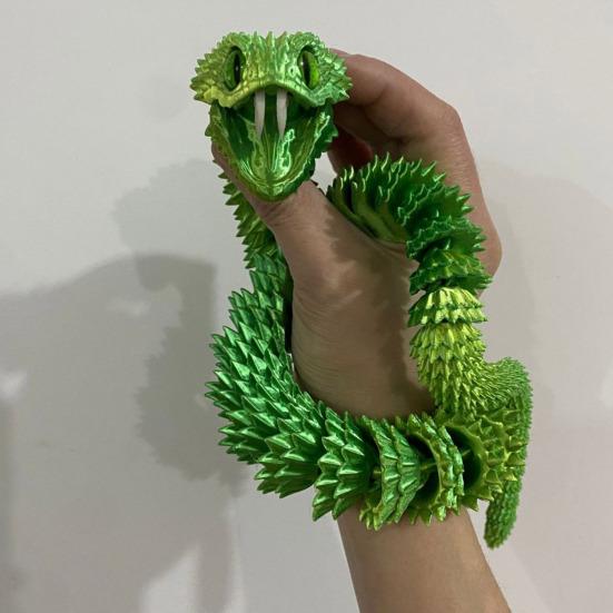 3D Printed Snake Toy Articulated Snake with Openable Mouth And Retractable Teeth Flexible Fidget Snake Toy for Adults Kids