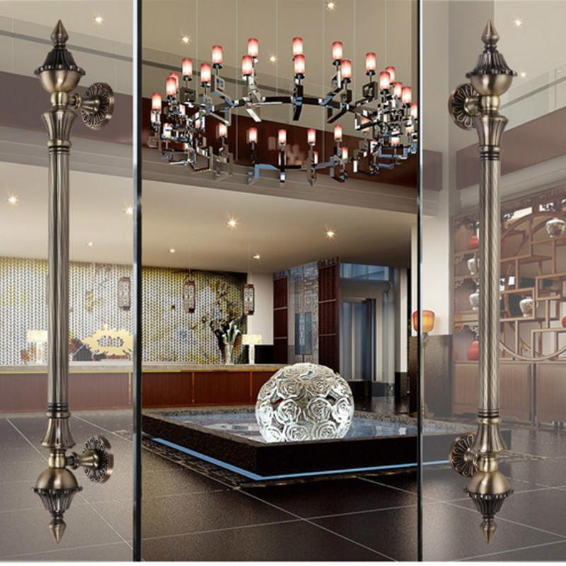 1 шт. дверная ручка, античный цинковый сплав, длина 280-550 мм, дверная ручка, бронзовые ворота, входная ручка в отель, торговый центр, дверная ручка