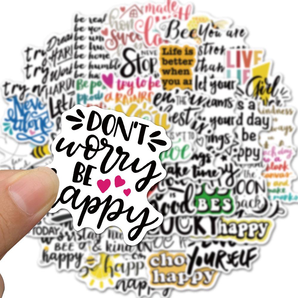 50 Inspirational Non-Infringing Waterproof Letter Stickers for Laptops, Water Bottles, and Luggage