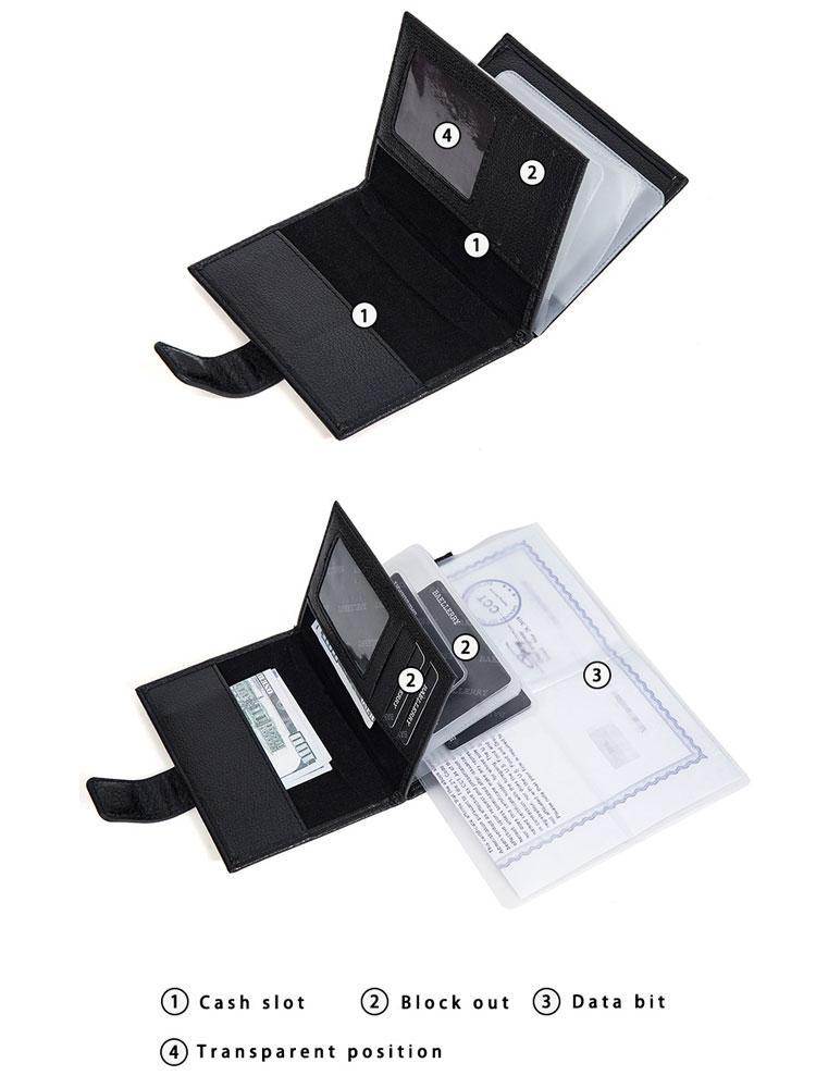 Men's Medium-Length Pu Leather Wallet with Multiple Card Slots Multi-Function Billfold Credit Card and Passport Holder