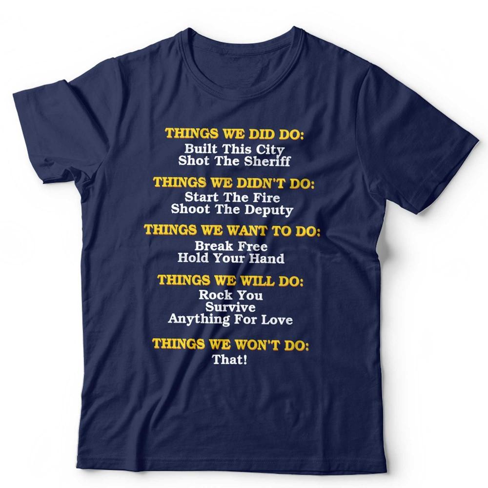 Funny Music Lyrics T Shirt Unisex Rock Pop Song Titles Music Lover Gift Graphic