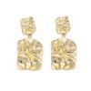 Gold Alloy Geometric Stud Earrings with Pleated Design