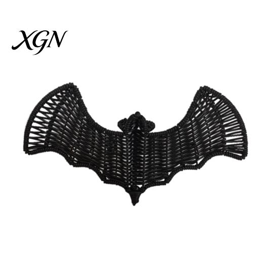 Haunted House Party Decor Woven Rattan Bat Wall Hanging Decoration, Halloween Handcrafted Black Wicker Bat, Seasonal Decorations 3D Scary Rustic
