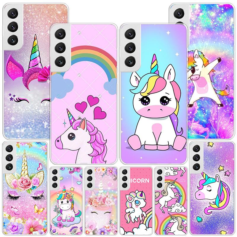 Pink Unicorn Rainbow Phnoe Case for Samsung Galaxy Note 20 Ultra 10 Pro 9 8 S10 Lite S9 Plus S8 + S7 Edge Unique Cover Coque Not