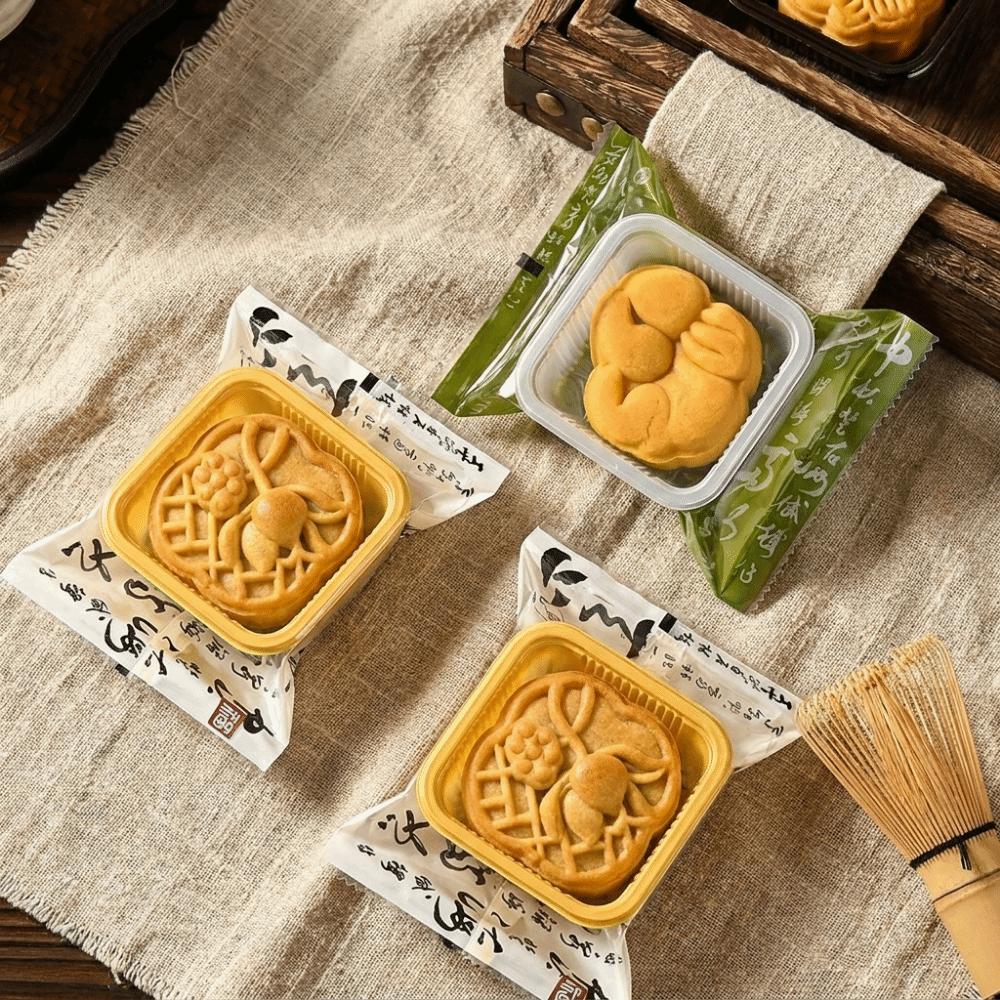 100PCS Chinese Style Mooncake Wrapping Bag Flat Plastic Bag Machine Seal Bags  Egg Yolk Crisp