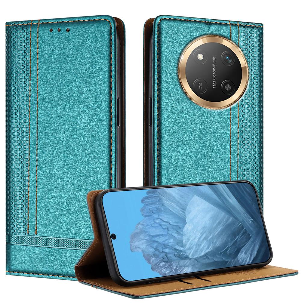 Чехол для Honor X9c 5G Кожаный чехол-подставка с L-образным сетчатым узором и слотами для карт