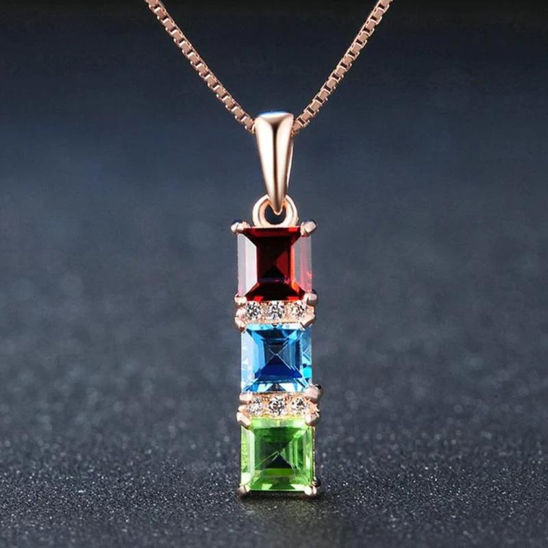 Ожерелье Huitan Rose Gold Color для женщин, яркие цветные циркониевые подвески, аксессуары для помолвки, шикарные нежные ювелирные изделия, подарок