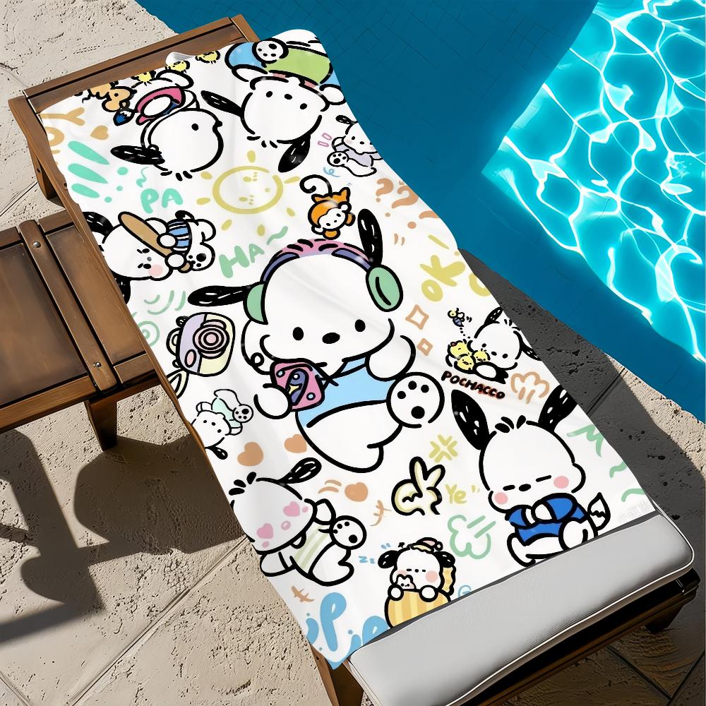 P-Pochacco-O МИЛЫЙ Полотенце Пляжное Быстросохнущее Мягкое Бассейн Полотенца Подарок для Путешествий Тренажерный зал Душ Кемпинг Спорт