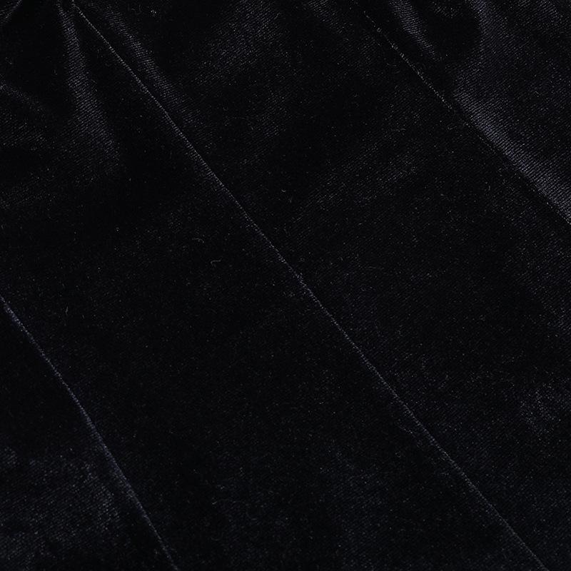 GMXIA Платье из темной замши с квадратным воротником, кружевной кромкой и пышными рукавами, однотонная юбка на осень и зиму для женщин