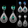 Lady Girl Elegant Teardrop Dangle Drop Ear Studs Rhinestone Earrings Cocktail