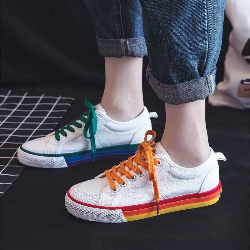 White Canvas Shoes for Women Spring Autumn Black Light On Sale High Quality Designer Luxury Stylish Casual Offer Woman Footwear