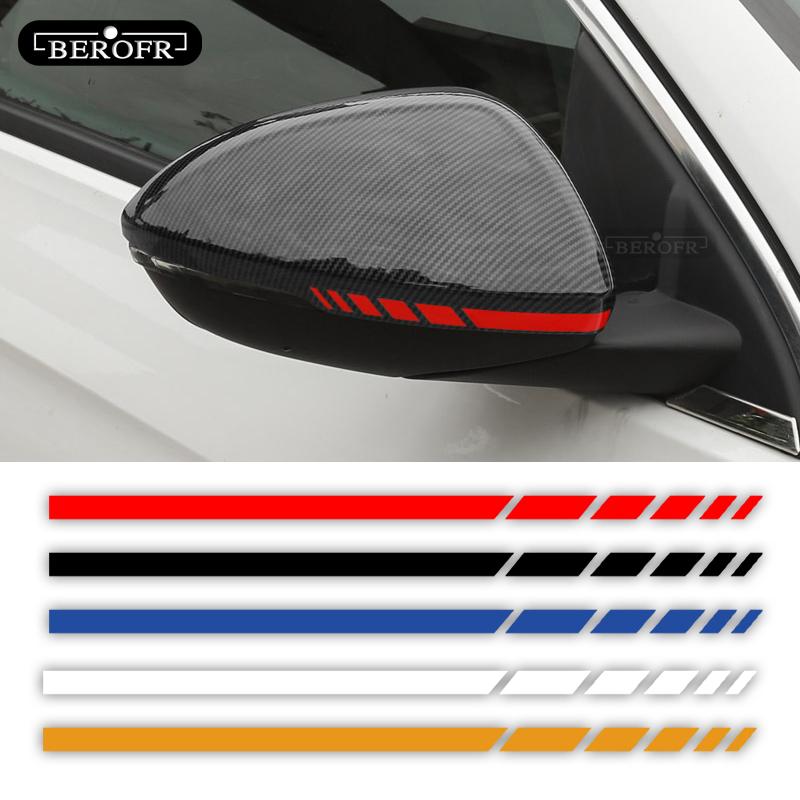 2 Sets 4PCS Car Stripe Stickers, Black/Silver 20*0.7cm Vinyl Decals for Truck Rearview Mirror & Vehicle Body Accessories