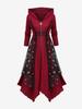 Rosegal Plus Size Mesh Layered Lace Trim Handkerchief Zipper Hooded Coat