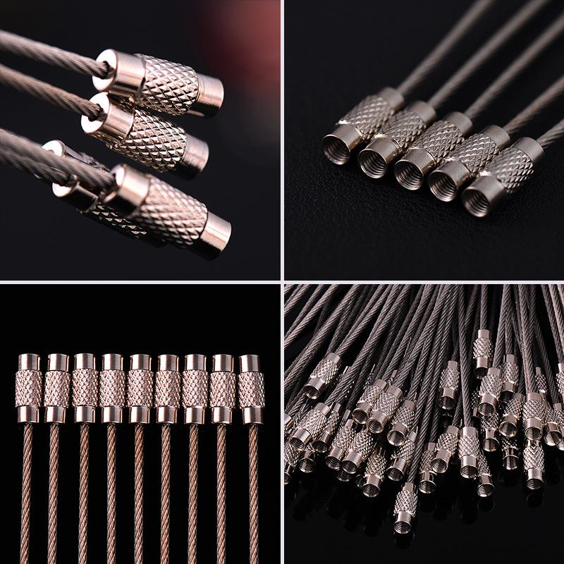 10Pcs Wire Rope Outdoor Hiking Wire Keychain Cable Key Ring Wire Lock Key Chain Stainless Steel
