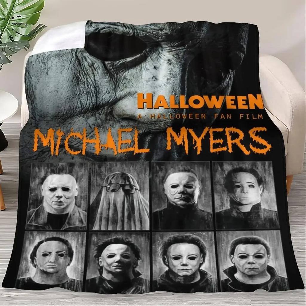 Travel Michael Halloween Myers Throw Blanket, Plush Microfiber Halloween Blankets and Throws for Sofa, Thick Air Conditioning