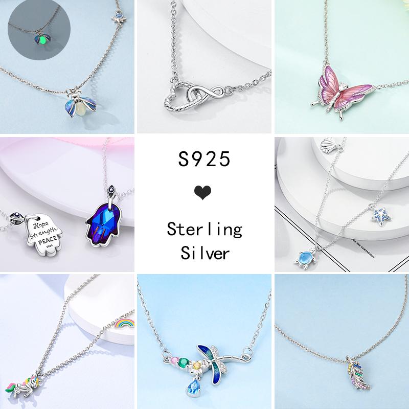 Copper Pendant Necklace Pink Heart Star Moon Firefly Plant Charm Basic Chain Necklaces Original Festival Jewelry For Women G