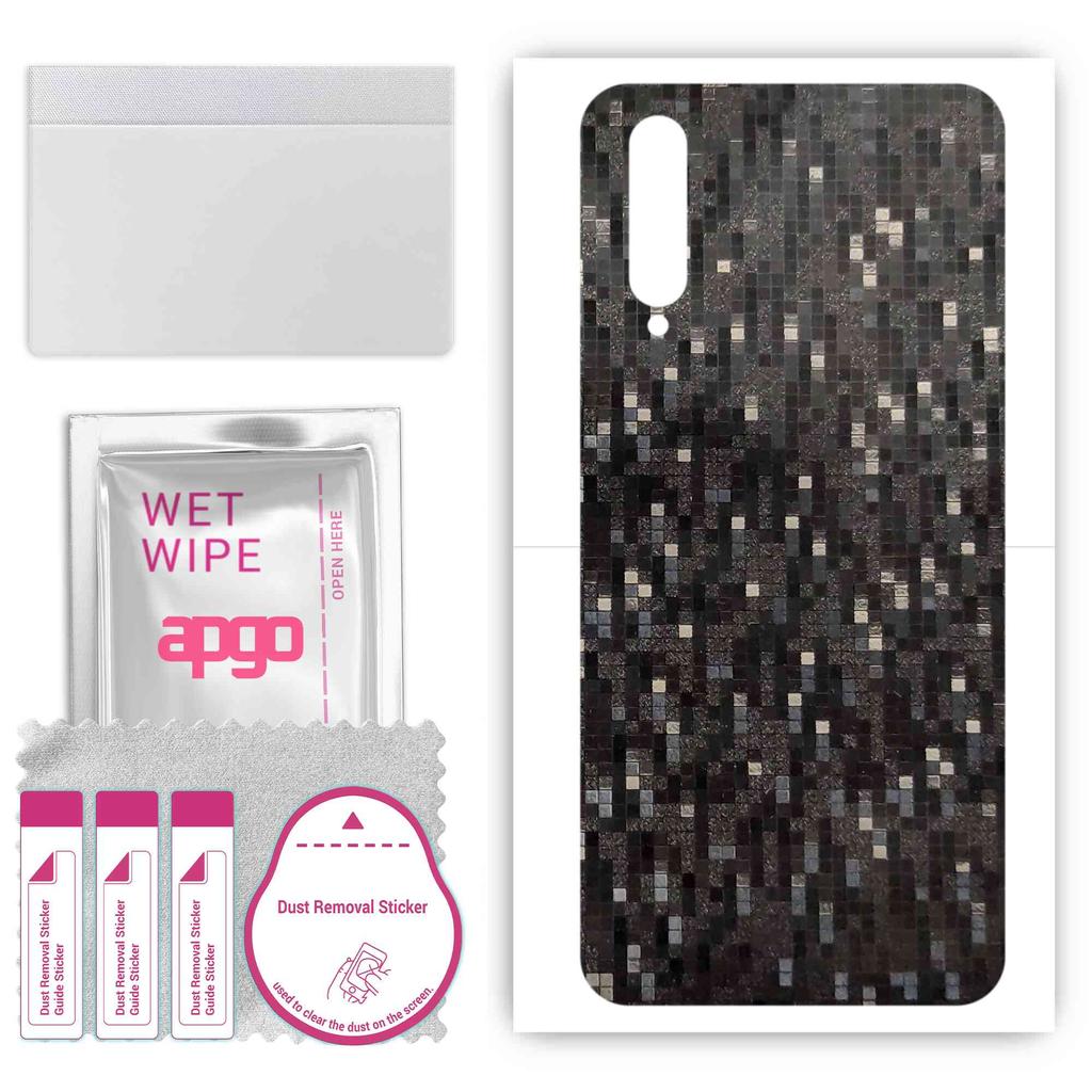 apgo Protective Skin Sticker for the back compatible with vivo iQOO Pro 5G, Wrap Film, Foil, Vinyl - Pattern Carbon Black Pixel