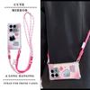 KEYSION Crossbody Strap Phone Case for Infinix Note 40 5G Cute Cartoon Long Lanyard Mirror Shockproof Cover for Infinix Note 40 5G