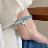 Нежный браслет с голубой бабочкой для женщин, милый стиль, бижутерия для дружбы с бусинами