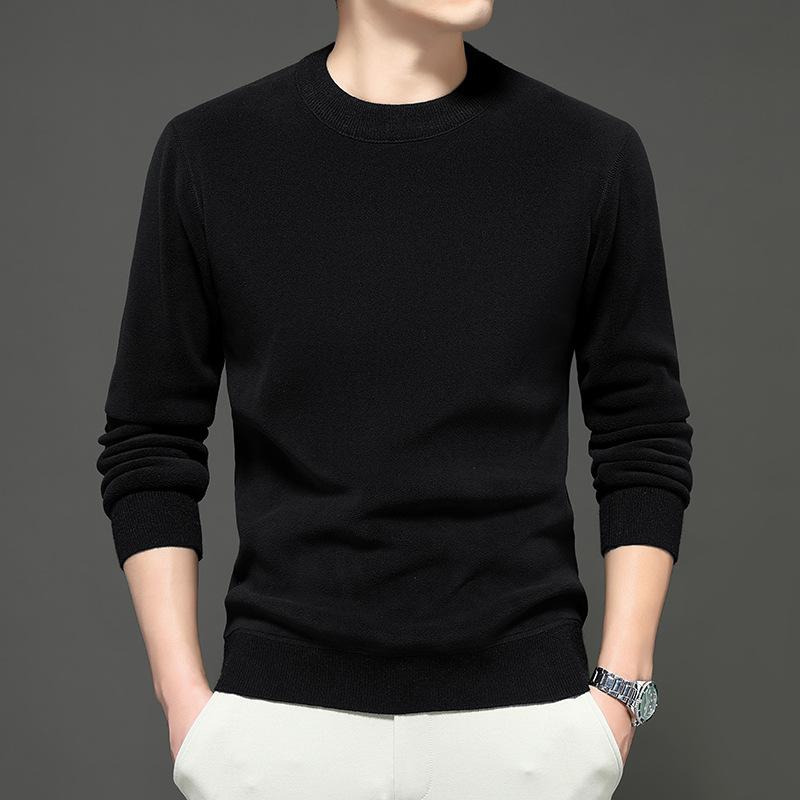 Men S Fleece Thick Crew Neck Solid Casual Pullover Sweatshirt
