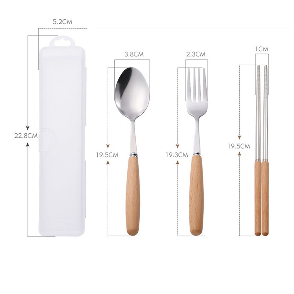 with Box Tableware Set Wooden Handle dinner dessert fork  for Student Home Kitchen Office