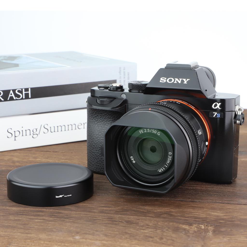 Металлический байонетный квадратный бленда Haoge для объектива Sony FE 40mm F2.5 G FE 2.5/40 G(SEL40F25G) с металлической крышкой
