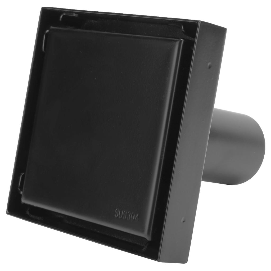 Floor Drain with Removable Cover SUS304 Stainless Steel Square Drain Set 10x10cm Black