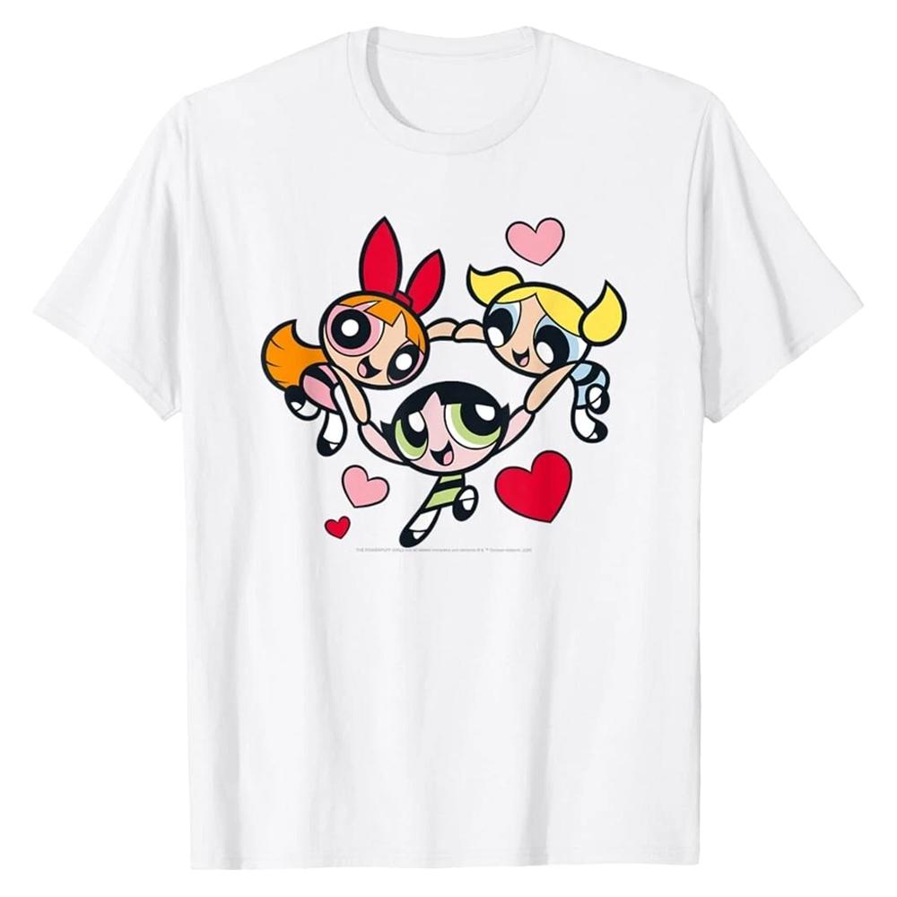 The Powerpuff Girls Girls Heart Circle Cotton T-Shirt
