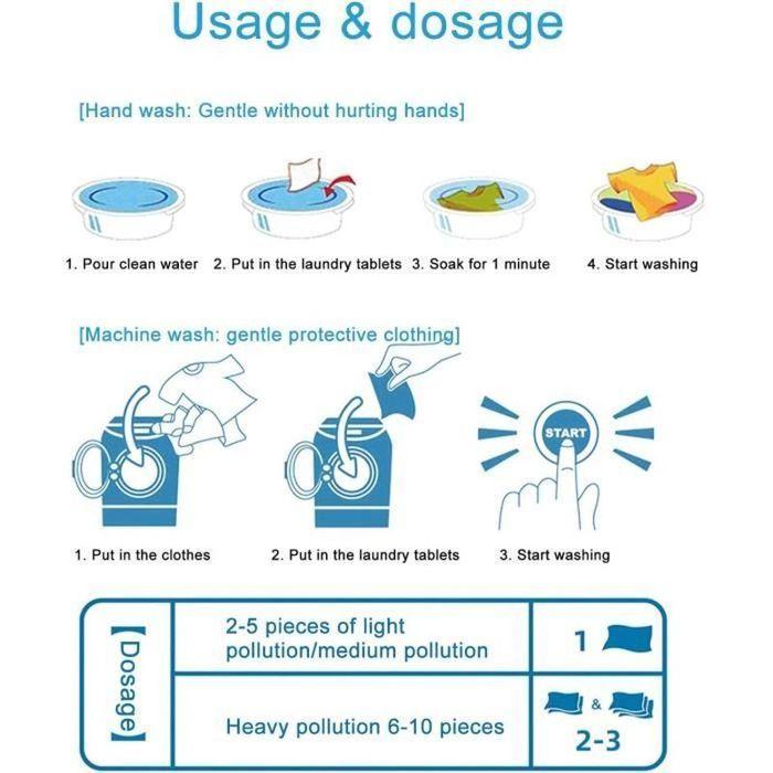 Lessive Feuilles 90 Pièces Feuilles De Détergent À Lessive Lingettes Détachantes Nano-concentrées Nettoyer Les Vêtements Lave A322