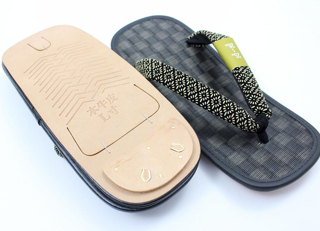 Из черной коровьей кожи татами. Стринги Inden Man, размер японской обуви для джентльменов [Asakusa] [Сделано в Японии] Мужские сандалии, подошвы, Kikubishi (супер