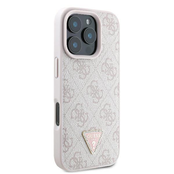 Etui Do Iphone 16 Pro Max Guess Leather 4G Triangle Różowy