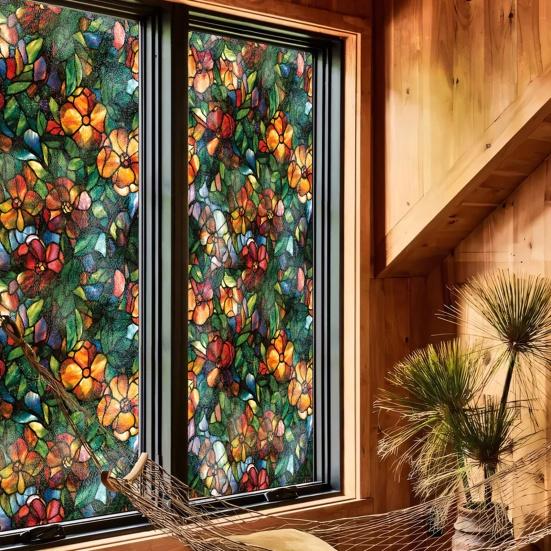 Пленка для конфиденциальности окон Статические витражные наклейки Съемная ПВХ декоративная оконная пленка для дома, кухни, гостиной, спальни