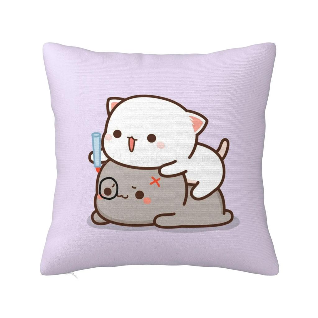 Peach and Goma Pillow Case Mocha Mochi Peach Cat Cushion Cover Pillow Cover Decorative Pillows for Sofa Car Pillowcase xcm
