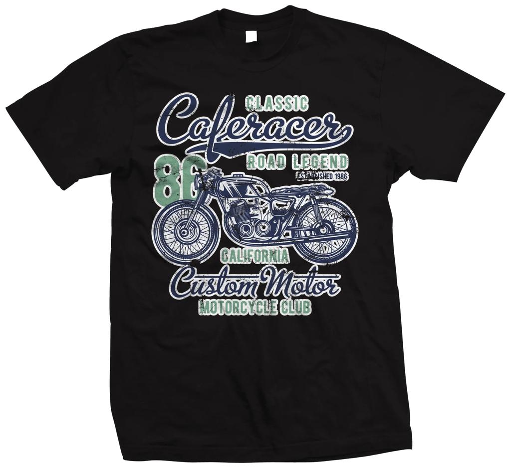 Мужская хлопковая футболка Байкер Мотоцикл Принт Большого размера Крутая Мода Уличная одежда Классическая футболка Большого размера Новинка Мотоциклетный топ S-4XL