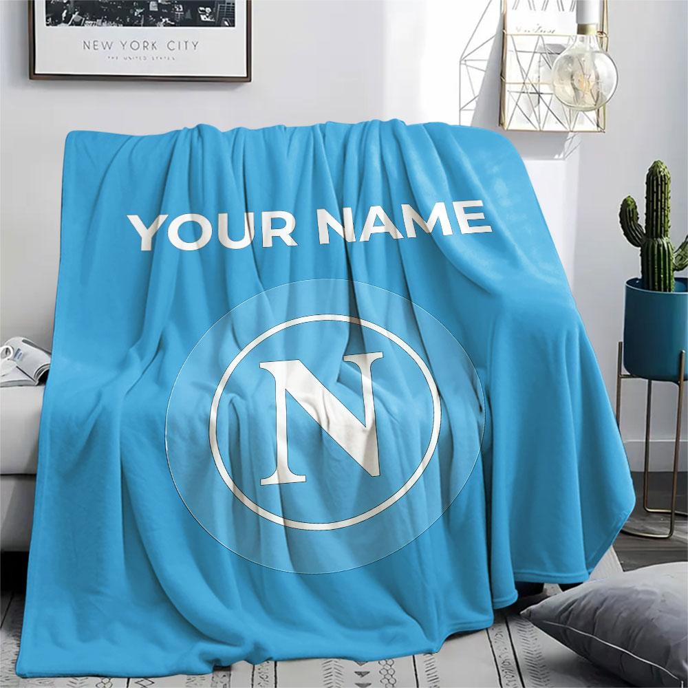 Custom Name,SSC Napoli Printed Flannel Blanket, soft throw for bedroom sofa, washable, Christmas present, great gift.