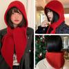 Red Ear Protection Hat Scarf Cap Knitted Hat Warm Hooded Hat  Warm