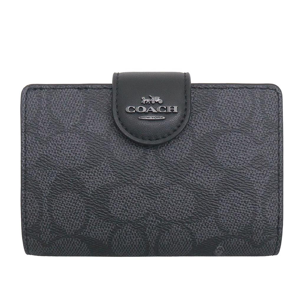 Coach Wallet FCW786 CW786 Charcoal X Black Signature Coated Canvas Medium Corner Zip Wallet [Coach] (Bifold Wallet) Women's [Outlet Product] [Brand]