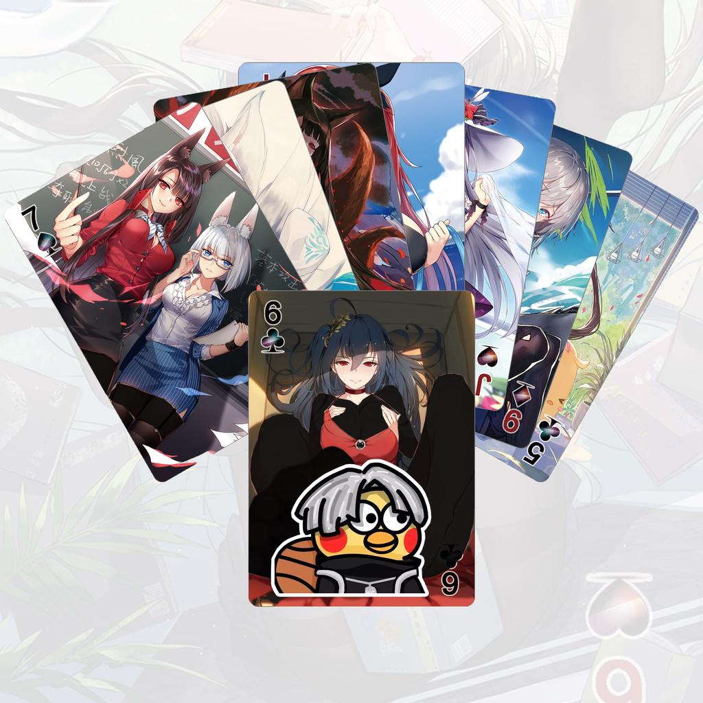 55 шт. Игральные карты Azur Lane Аниме Милый Подарок Мультяшный Красивый Дизайн Идеальный Подарок Отличительный Премиум Качество