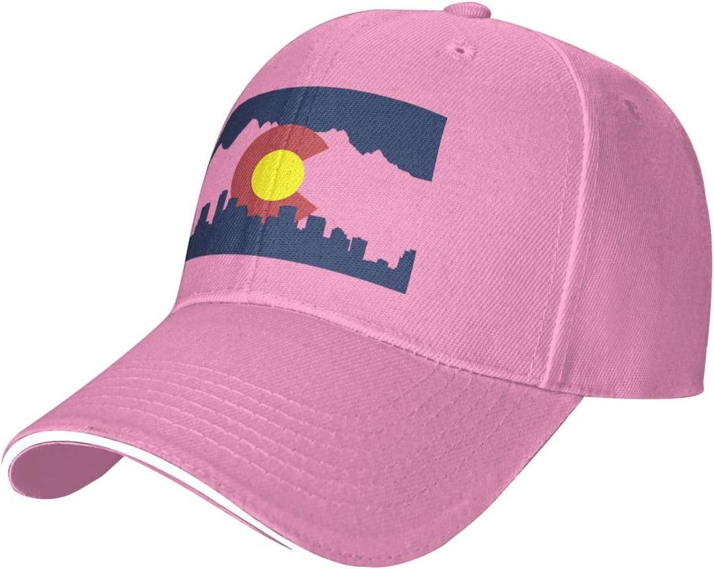 Colorado Flag Mountain Outline Baseball Cap Polyester Casual Adjustable Sun Protection Baseball Hat