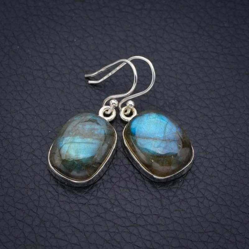 StarGems® Natural Labradorite Handmade 925 Sterling Silver Earrings 1.25" F5774