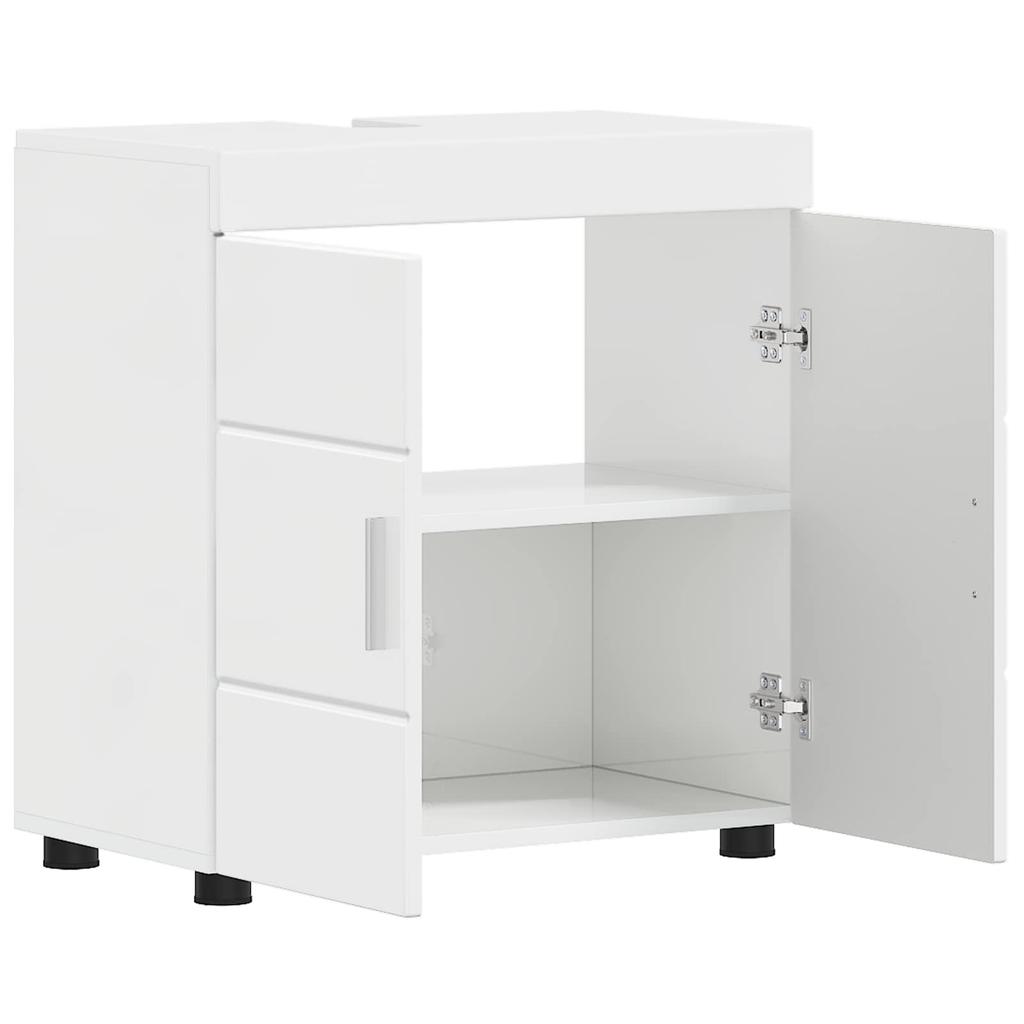 TULUM Bathroom Cabinet Set High Gloss White 60 x 34 x 63 cm