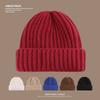 Large Size Face Slim Hat for Women Autumn and Winter Solid Color Thick Knitted Hat Cold Proof and Versatile Ear Protecting Wool Hat for Men