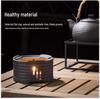 Retro Japanese Ceramic Tea Set with Candle Warmer and Flower Teapot