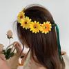 Realistic Sunflower Garland Headband Bohemian Crown Headpiece Tiaras Flower Hairband Women Wedding Party Accessories